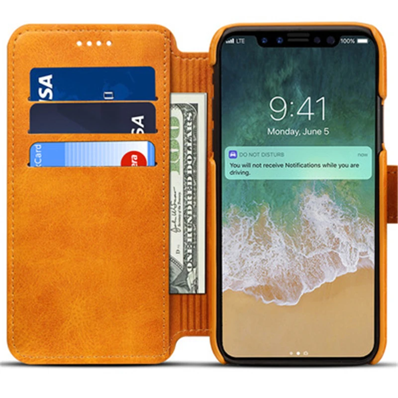 Тонкий чехол из искусственной кожи для iPhone X XS XR Max чехлы телефонов 10 задняя крышка