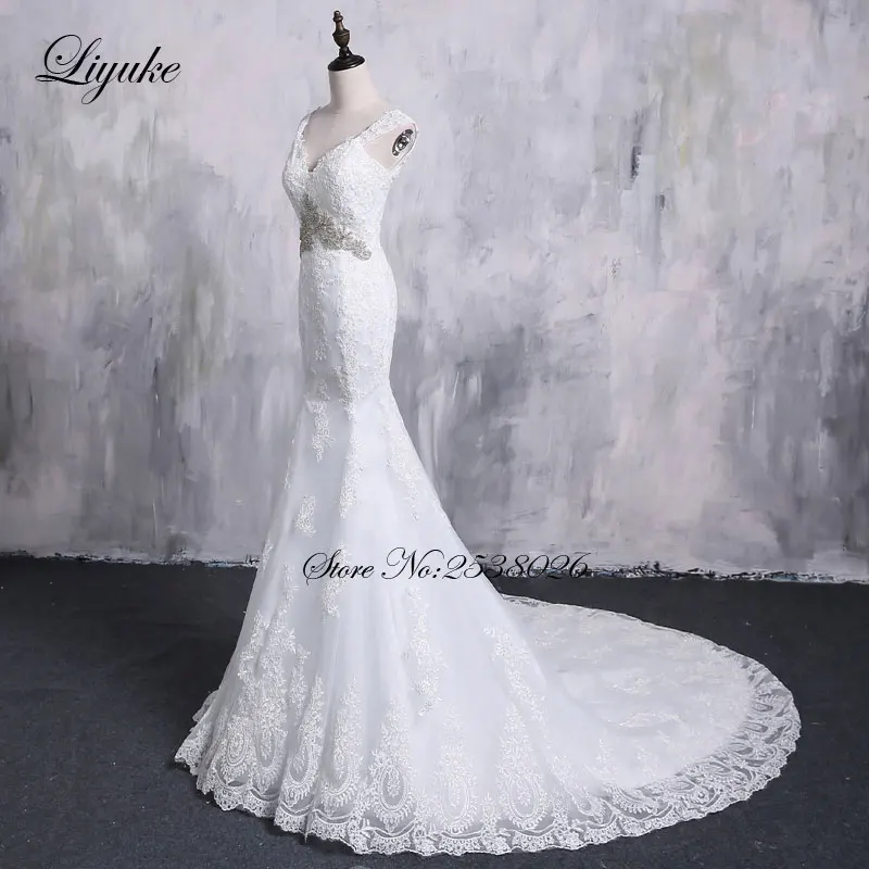 Великолепное Кружевное Свадебное платье с V-образным вырезом без рукавов со