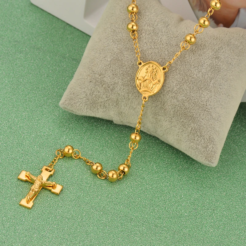 Брендовые Новые бусины золотистого цвета из нержавеющей стали ожерелье и кулоны