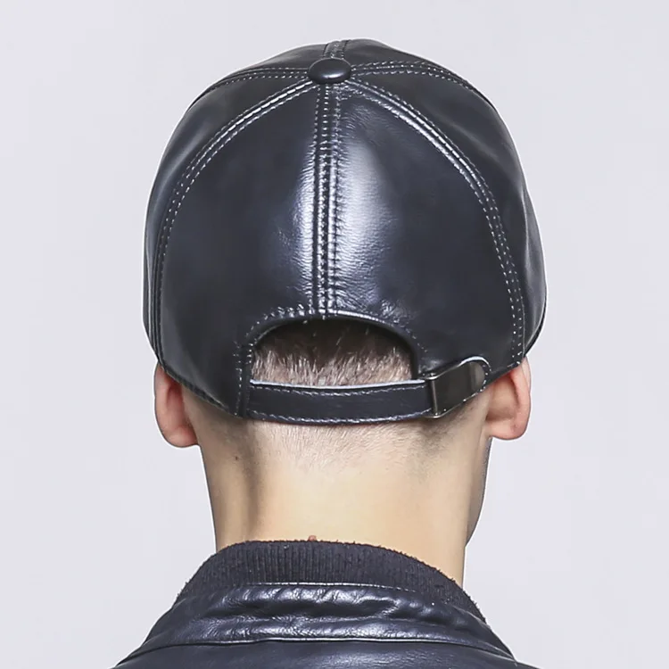 Кепка с козырьком из натуральной кожи для мужчин среднего возраста уличная шапка