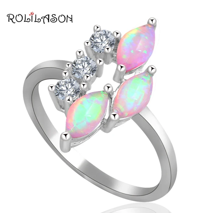 ROLILASON Нежный белый циркон дизайн ювелирных изделий для женщин Романтические