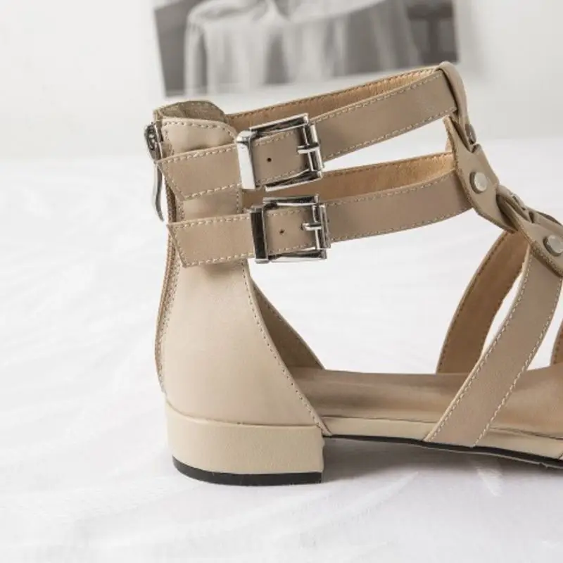 FITWEE Женские туфли лодочки сандалии из натуральной кожи Римский стиль