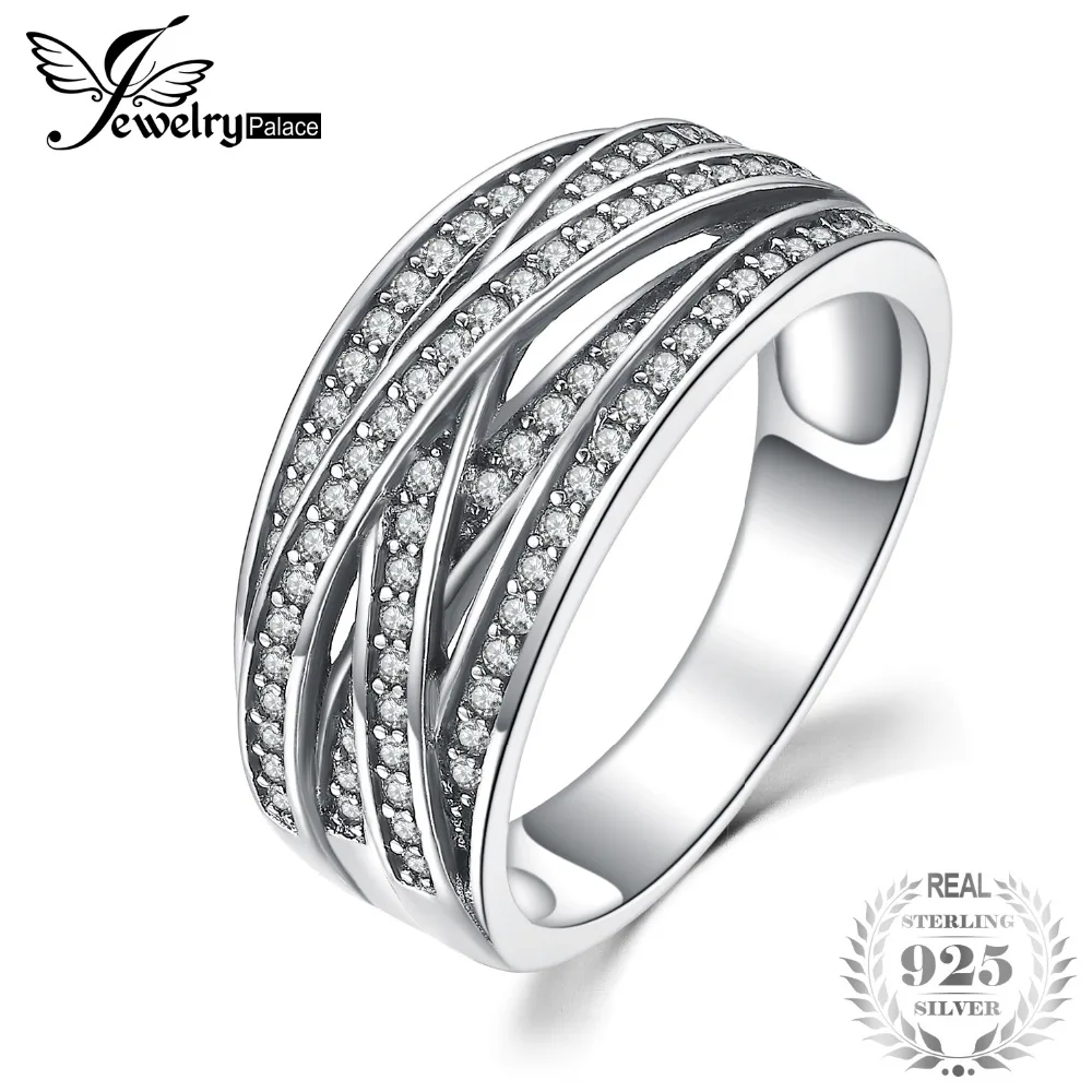 JewelryPalace Винтаж минималистский 0.42ct AAA кубического циркония Stackable Обручение кольца