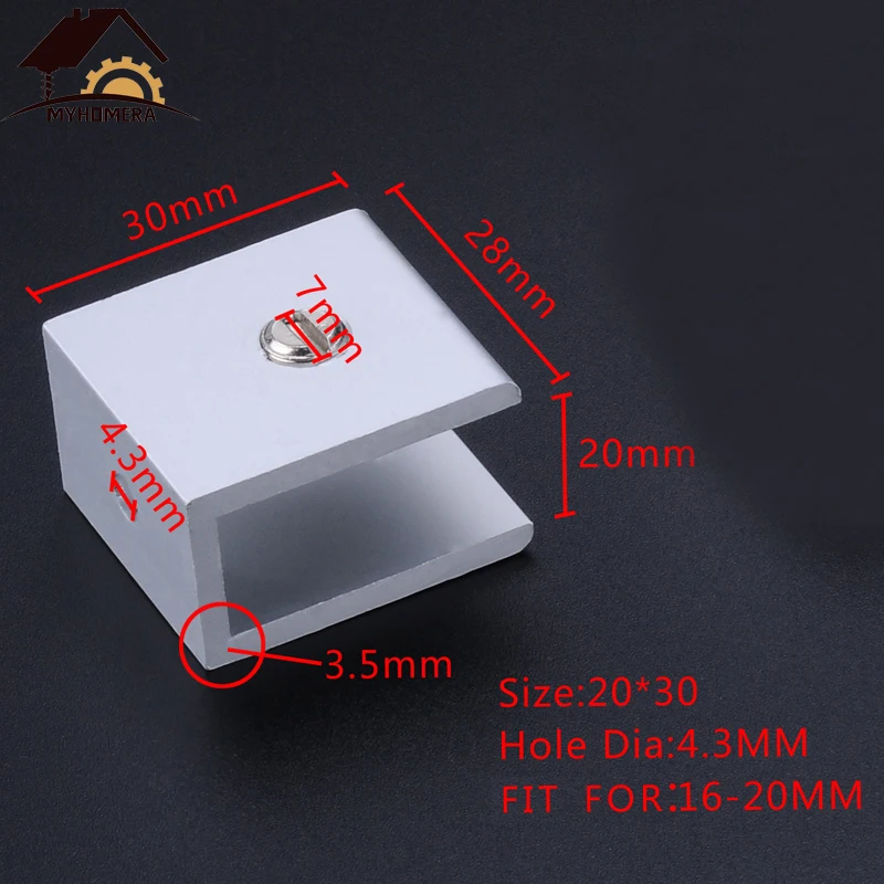 

4PCS Myhomera Glass Clamps Adjustable Shelves Holder Corner Bracket Clamp Aluminum for 16mm 18mm 20mm Glass Clips Wholesaler