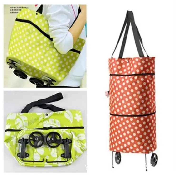 Free shipping portable shopping cart foldable trolley tote bag with wheel Rolling folding | Багаж и сумки