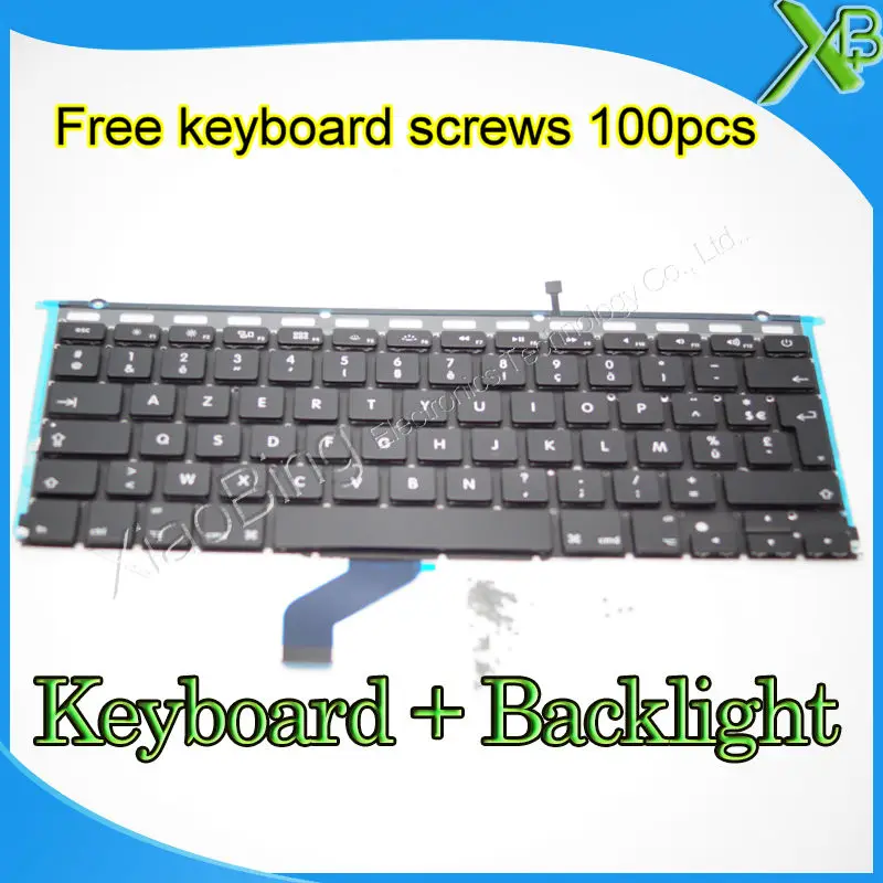 Совершенно новая Французская клавиатура AZERTY FR + Подсветка 100 шт. винтов