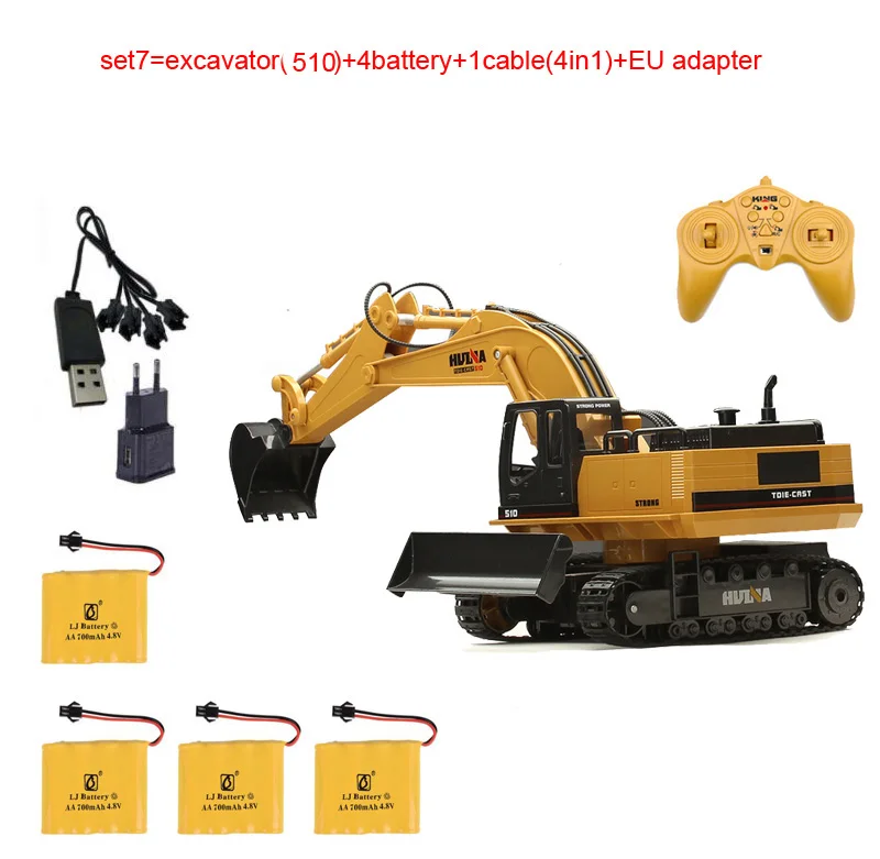 set7 15CH Моделирование RC экскаватор игрушки с музыкой и светильник детские мальчики игрушки для грузовых автомобилей RC подарки RC инженерный автомобиль трактор brinquedos - Цвет: set7