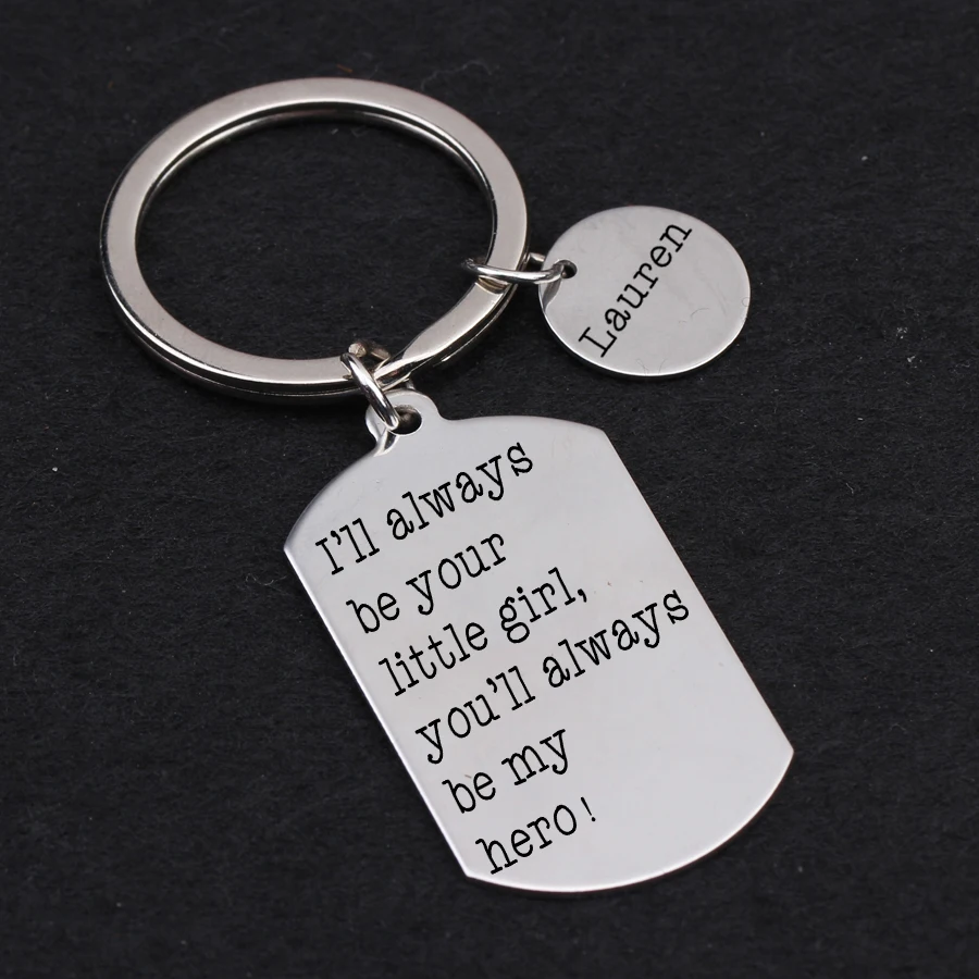 Квадратный брелок с гравировкой Я всегда буду вам маленькой девочкой вы будете
