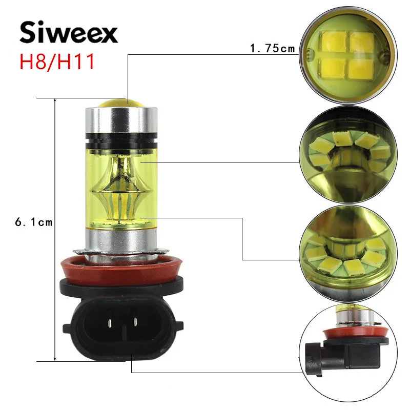 2 предмета 100 Вт H1 H3 H4 H7 H8 H13 H16 20 SMD высокой Мощность супер фотографические фоны с изображением яркого золотого светильник Автомобильный светодиодный высокое Мощность противотуманная фара для бега светильник 12v