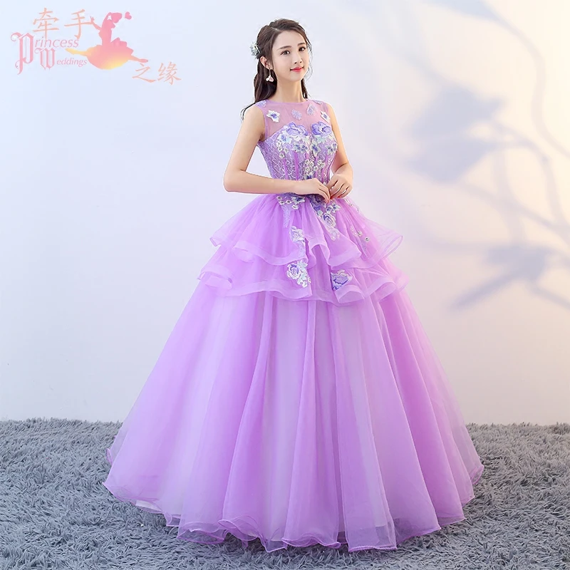 Светильник-Фиолетовое длинное платье без рукавов для девушек и женщин принцессы
