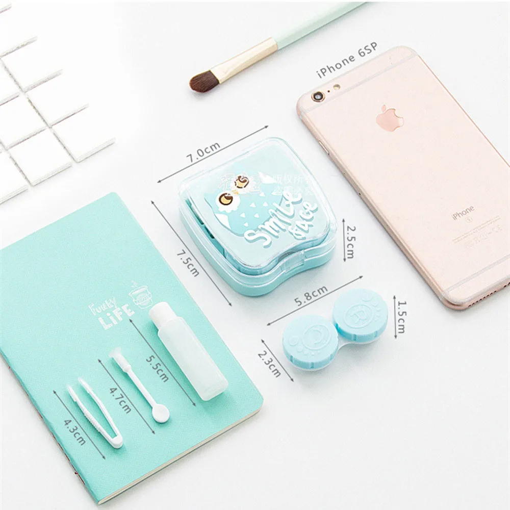 AudWhale мультяшный контейнер для объектива с зеркалом портативный милый чехол для контактных линз квадратный женский контейнер для контактных линз чехол