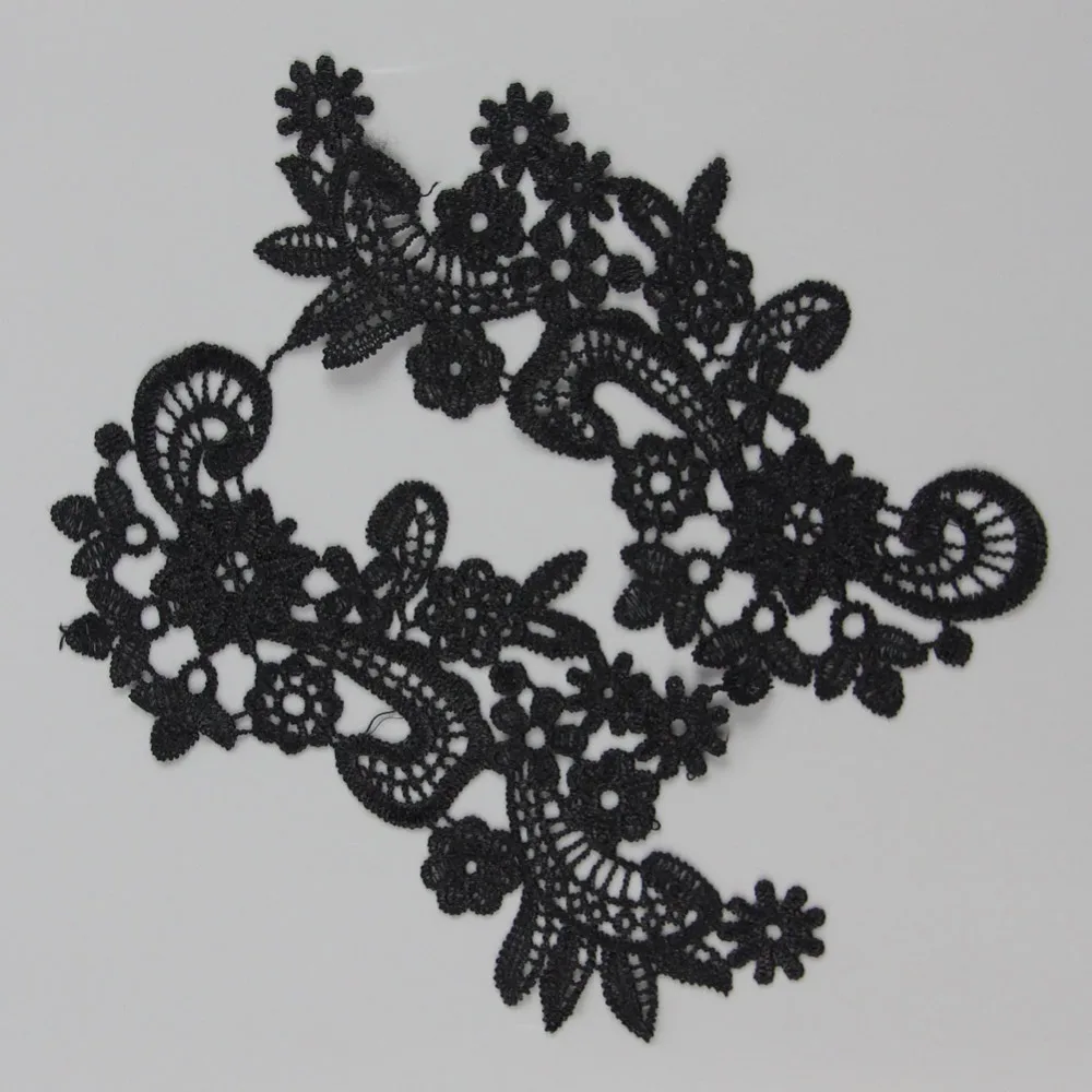 1 пара Черная аппликация с кружевной отделкой полиэстер шнур кружевная ткань