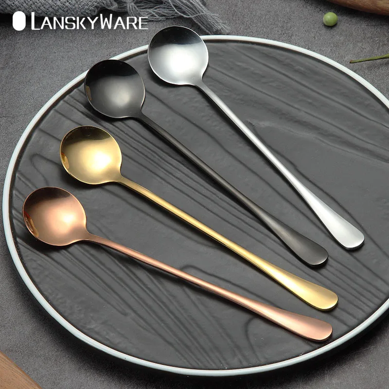 2 шт./компл. цветная кофейная ложка из нержавеющей стали с длинной ручкой