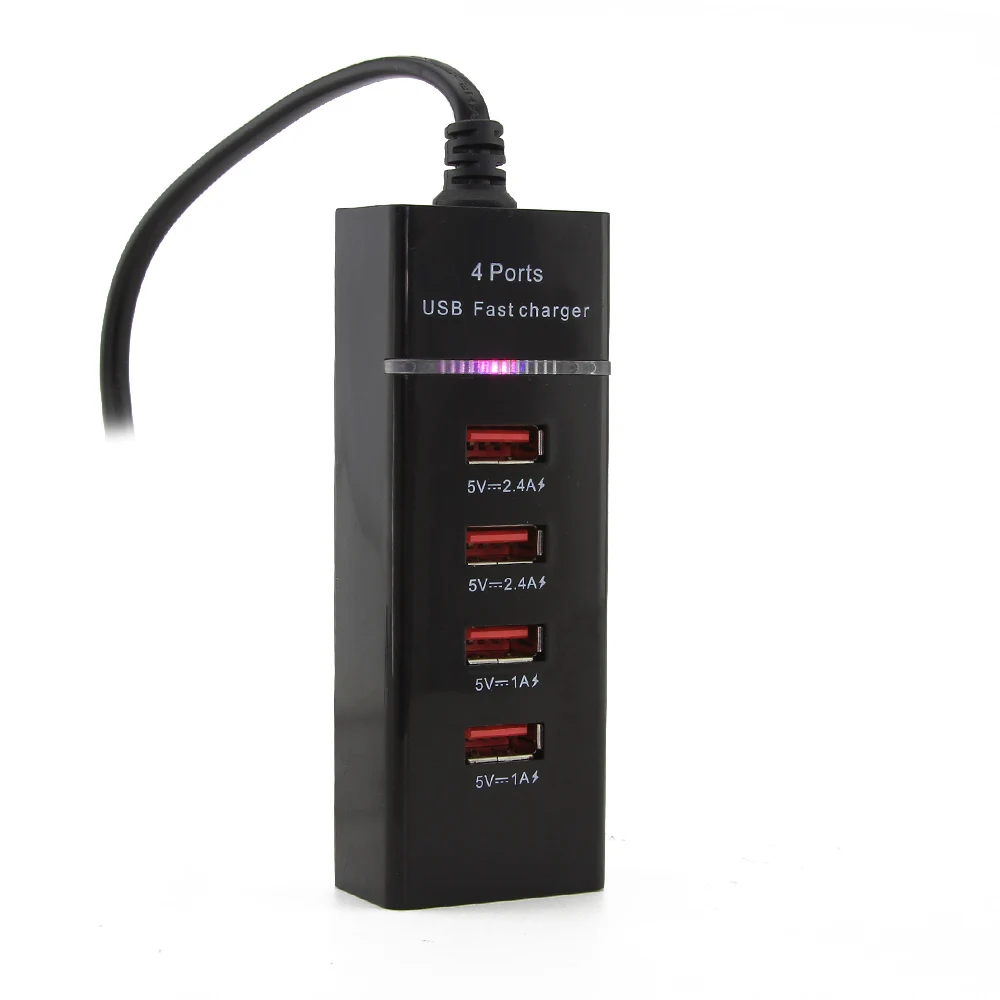 Портативное зарядное устройство usb-хаб с 4 портами настольное настенное адаптер