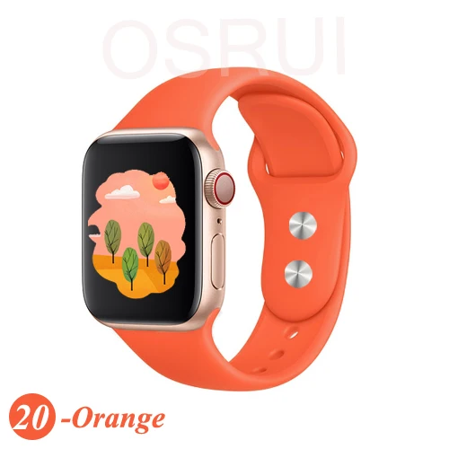 20-Orange Спортивный силиконовый ремешок для apple watch band 4 44 мм 40 мм iwatch band 42 мм 38 мм ремень для браслета apple watch series 5 4 3 2 аксессуары - Цвет ремешка: 20-Orange