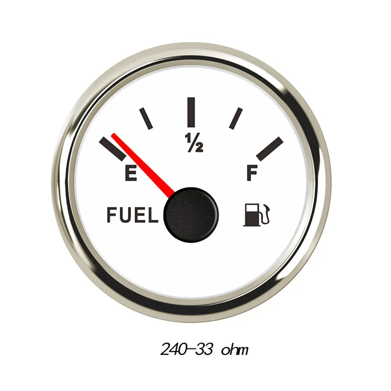 240-33 ohm 52mm Car Digital Fuel Level Gauge Meter 0~190 ohm E-1/2-F for Motorcycle Car Boat 12V 24V with Red Backlight IP67 Waterproof - Цвет: 240-33 ohm