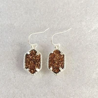 colorful druzy stone mini drusy drop earrings stunning chic handmade statement mini jewelry