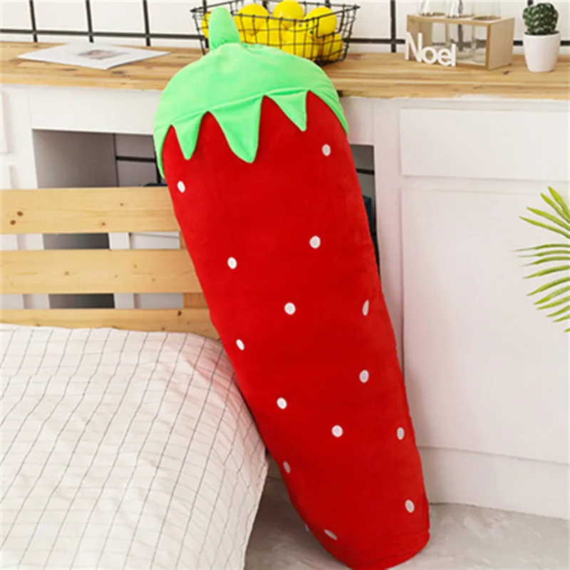 red strawberry Симпатичные Подушка в форме фрукта кукла морковь клубника, ананас "Кукуруза" Спящая Длинная Подушка кровать кукла плюшевые игрушки куклы девушки день рожденье подруги подарок - Цвет: red strawberry