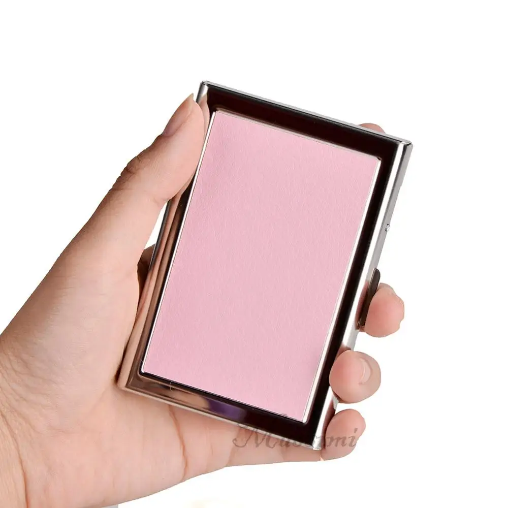 pink Кредитный держатель для карт из нержавеющей стали, чехол для визиток для мужчин и женщин, RFID металлический ID держатель для карт, кошелек - Цвет: pink