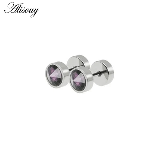 Серьги Alisouy, серьги-гвоздики, Серьги Для Пирсинга Ушей, серебряные серьги-гвоздики для ушной хрящ, ювелирные изделия для тела, серьги-гвоздики унисекс для мужчин и женщин - Окраска металла: Purple