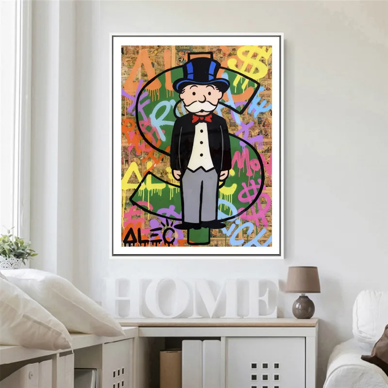 Alec Monopolyingly знак доллара статуя Холст Плакаты печать настенная живопись