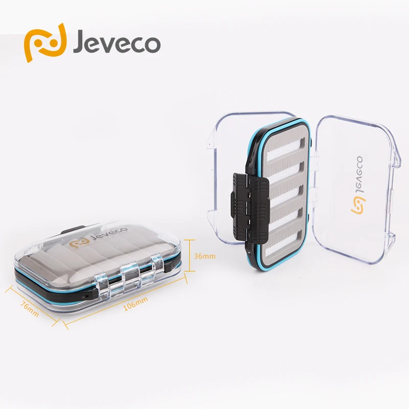 Jeveco брендовая JFB-010, 106*76*36 мм пластиковая Водонепроницаемая двухсторонняя крышка, водонепроницаемый кейс для рыбалки внутри, коробка для ловли нахлыстом, чехол для рыболовных снастей
