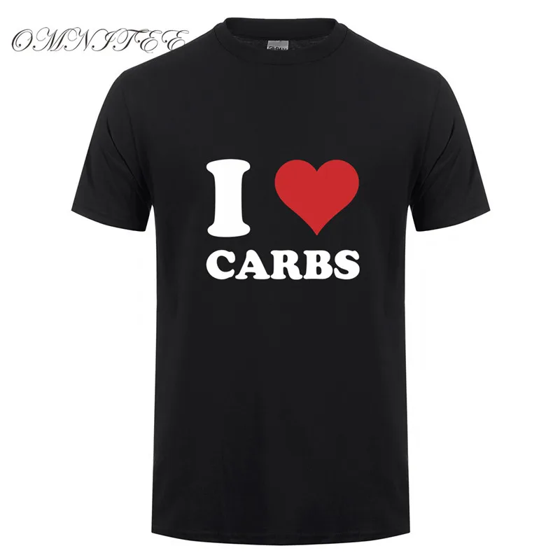 Мужская хлопковая футболка с коротким рукавом и надписью I love Carbs | одежда