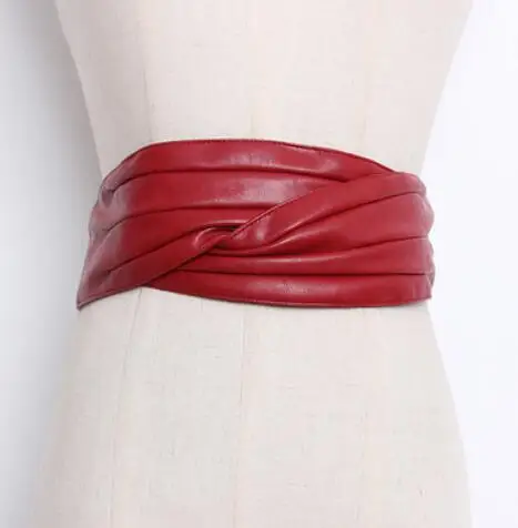 red Женские Подиумные модные пояса из искусственной кожи женские платья Корсеты Пояс Ремни украшения широкий пояс R096 - Цвет: red