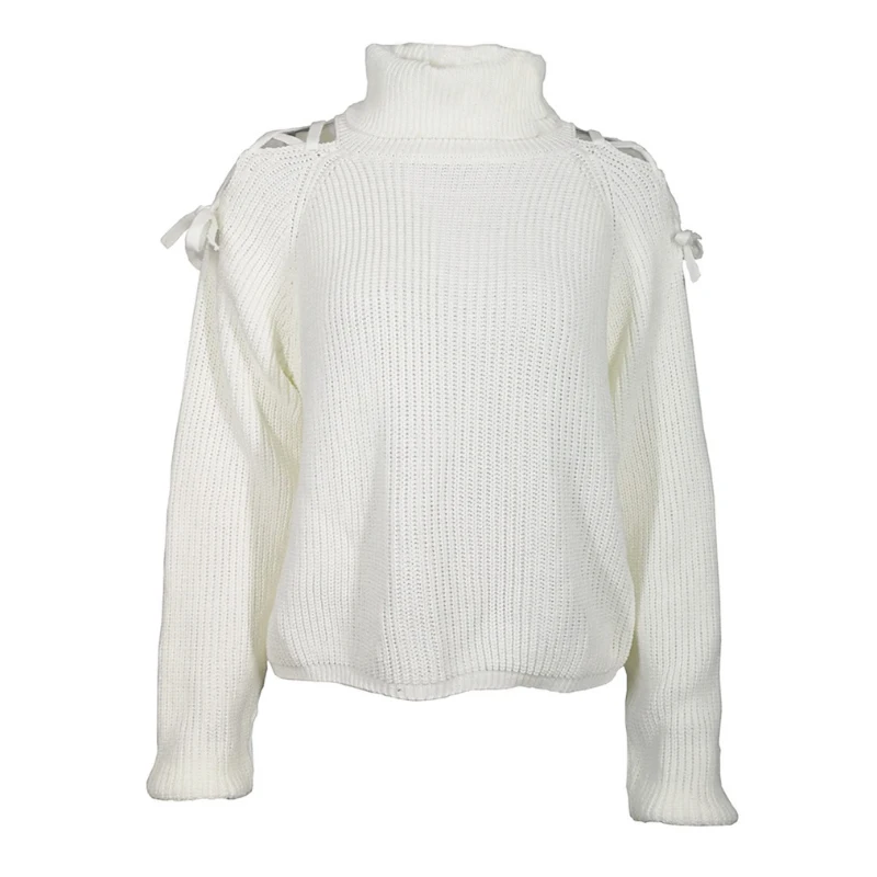 AECU Свитеры с высоким воротом пуловеры Для женщин свитер открытыми плечами