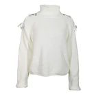 AECU для женщин с высоким, плотно облегающим шею воротником, Детский свитер с открытыми плечами женские свитера осень-зима белый тянуть сексуальные вязаные свитера и пуловеры джемперы