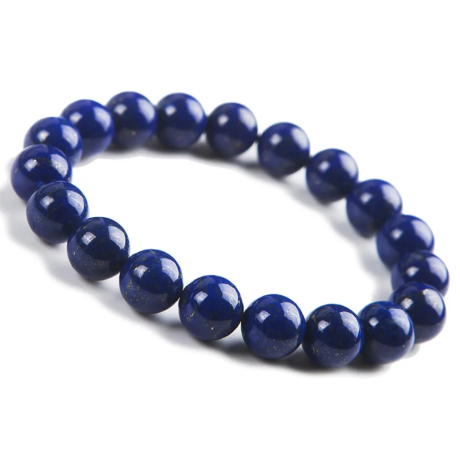 

11mm Genuine Natural Blue Lapis Lazuli Gem Stone Crystal Stretch Bracelet Women Femme Charm Round Bead Bracelet