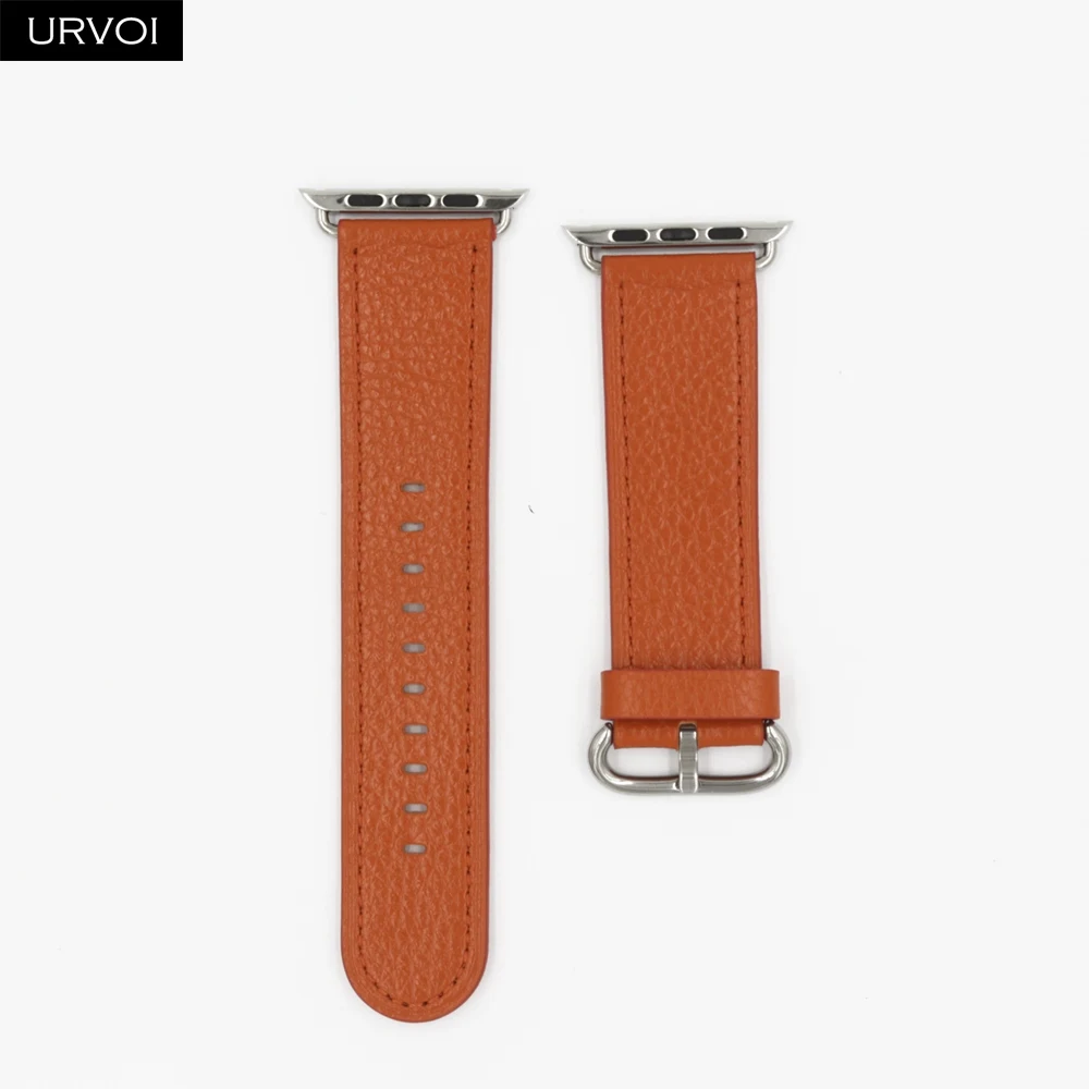 Классическая Пряжка URVOI для Apple Watch, ремешок серии 5 4 3 2 1, ремешок для iwatch, мягкая телячья кожа, пряжка из нержавеющей стали, дизайн - Цвет ремешка: Orange