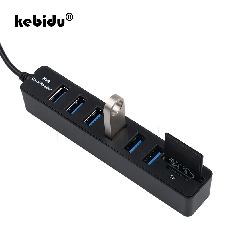 USB концентратор kebidu комбо 6 портов мульти USB2.0 разветвитель с 2 портами микро кард