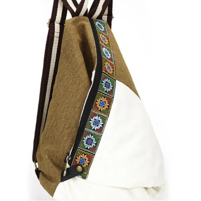 Женский холщовый рюкзак с этнической вышивкой школьные сумки для девочек