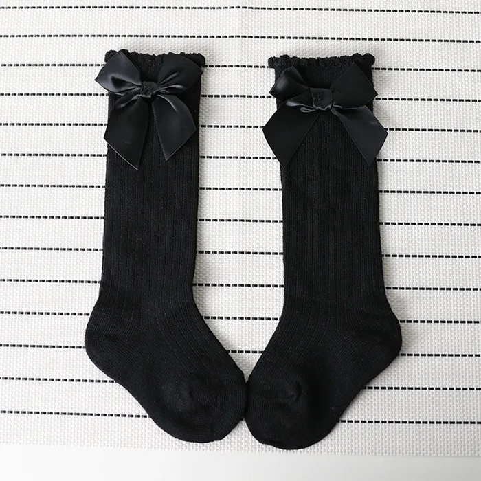 Cotton Baby Socks Bow Knee High Newborn Girl Anti Slip Leg Warmers Infant Kids Long Tube Booties Sokken 0-4T |