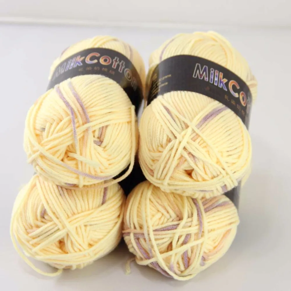 Multi Color 4Skeinsx50g Soft Cotton Wool DIY Socks Scarf Knitwear Wrap Kraft yarn Orange yellow 2075-13 | Дом и сад