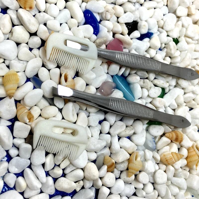 ZHANGDI NEW double-purpose metal bevel tweezers + plastic eyebrow brush Z284005 | Красота и здоровье