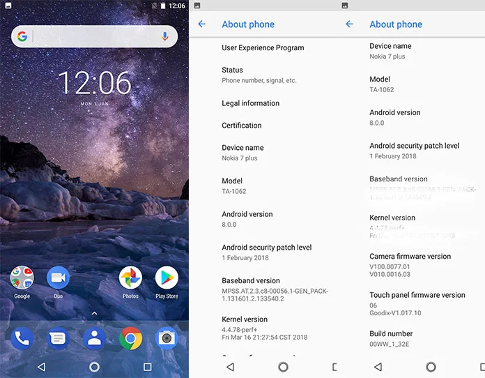 Оригинальный Nokia 7 Plus Android 8 глобальная прошивка OTA 4 ГБ 64 Восьмиядерный процессор