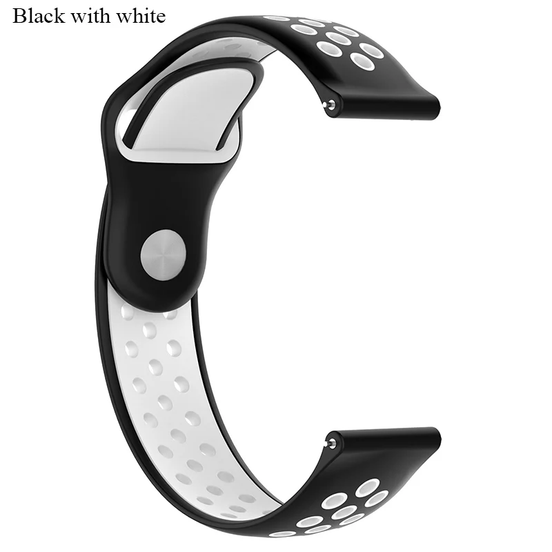 Black with white BOORUI amazfit ремешок Bip 20 мм 22 мм двойной цвет силиконовый сменный ремешок для Xiaomi Huami Amazfit Bip Молодежные часы - Цвет: Black with white
