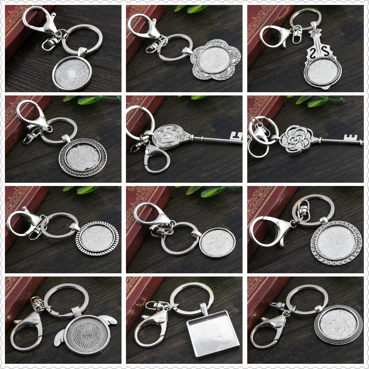 25 мм Внутренний размер Античная Посеребренная основа для установки камео Ручная