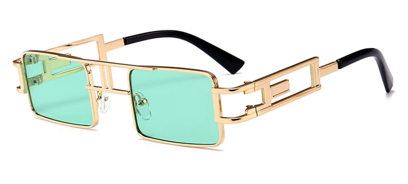 clear green Peekaboo мужские прямоугольные солнцезащитные очки стимпанк Мужская металлическая оправа золотой черный красный плоский верх Квадратные Солнцезащитные очки для женщин - Цвет линз: clear green