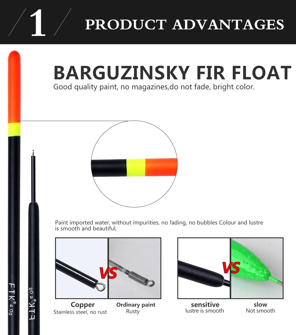 FTK Barguzinsky Fir 10 шт./партия поплавок для рыбалки карпа рыболовные снасти аксессуары длина 16-22 см поплавок flotat