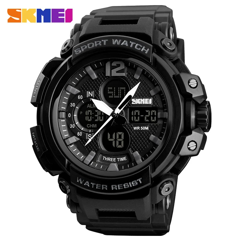black SKMEI 1343 мужские часы водонепроницаемые цифровые модные часы уличные спортивные наручные часы Erkek Saat модные часы Relogio Masculino - Цвет: black