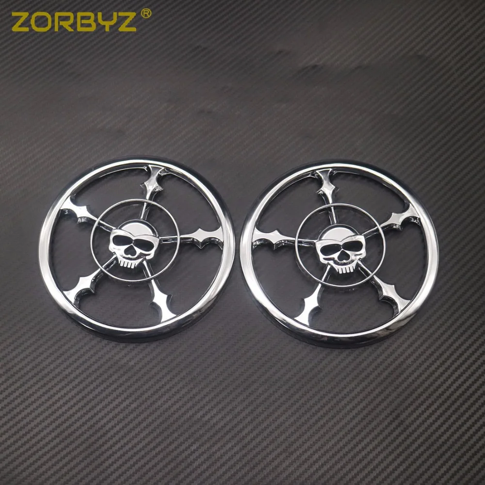 ZORBYZ хромированный динамик в форме черепа для мотоцикла накладка на гриль Harley Touring