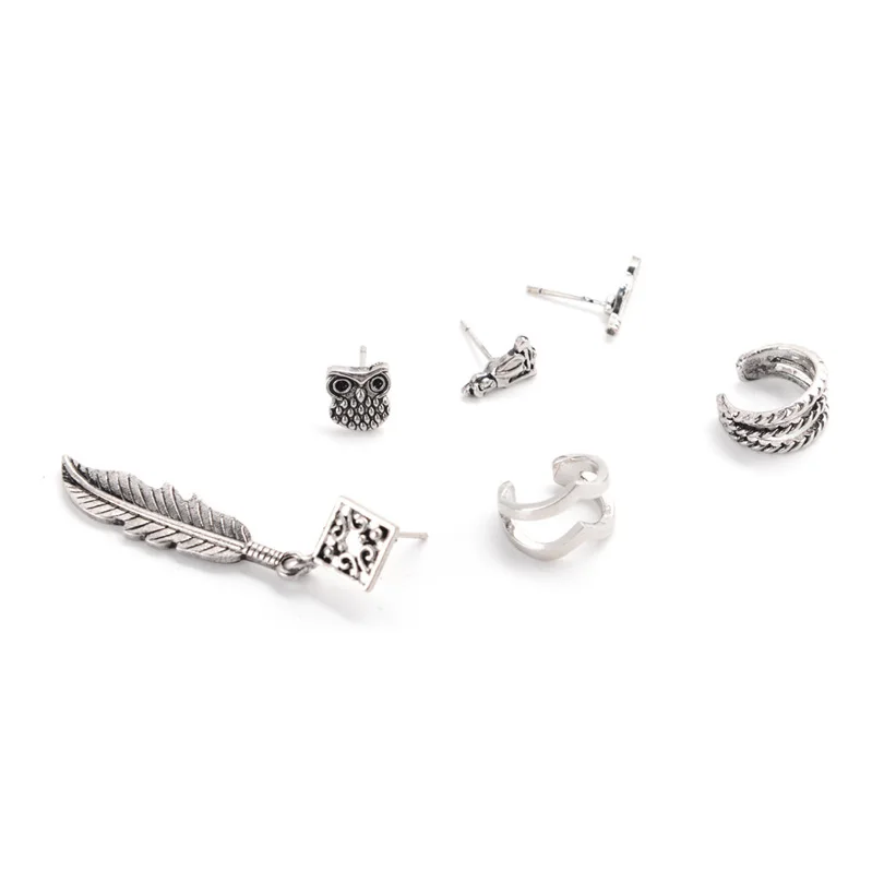 MFNFYH 6 шт./компл. Boho винтажные серебряные геометрические серьги набор маленькая