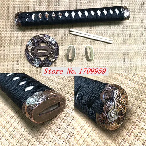 Set Fitting Тема дракона японский самурайский меч катана медный фитинг* Tsuba+ Kashira+ Fuchi+ Menuki+ Tsuka набор Hadnmade DIY аксессуар - Цвет: Set Fitting