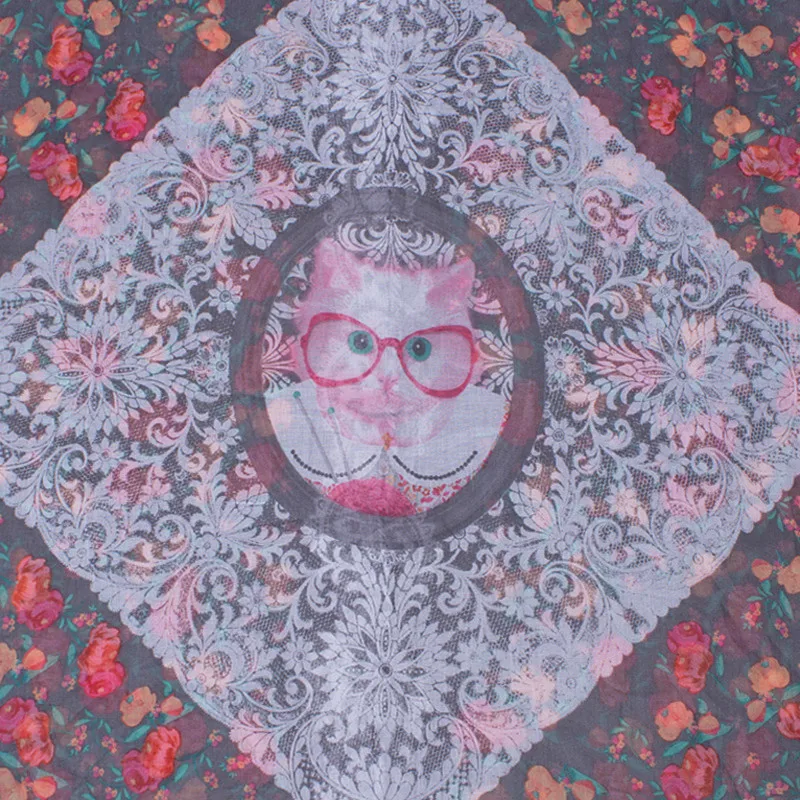 Прекрасная Собака Животное Рисунок Печати 2017 Французский Дизайн Женщин Шарф