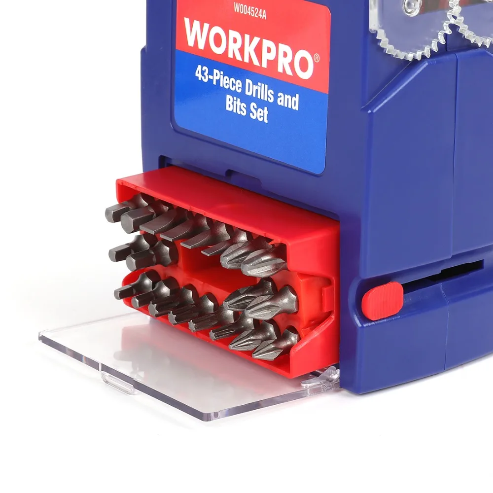 WORKPRO 43 шт. набор сверл для бетона, кирпича, дерева, стеклокерамической плитки, пластика