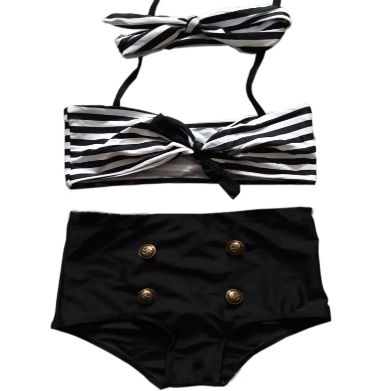 Детский купальник в красную полоску Милый комплект бикини с радужной бахромой