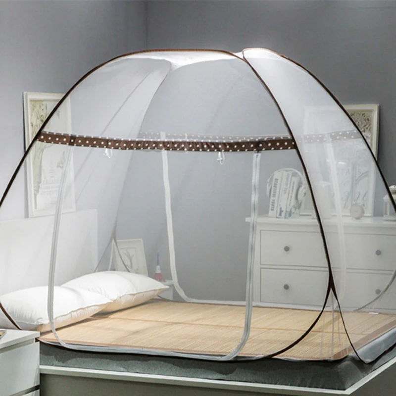 

New Style Blue Mosquito Net For Bed Free Installation Bottomed Folding Mosquito Nets Bi-parting Netting For Students Bed Tent